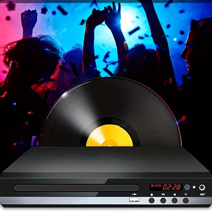 Black Karaoke DVD Player with Dual Microphone Inputs, USB Port, AV and HD Outputs, Remote Control and RCA Cable