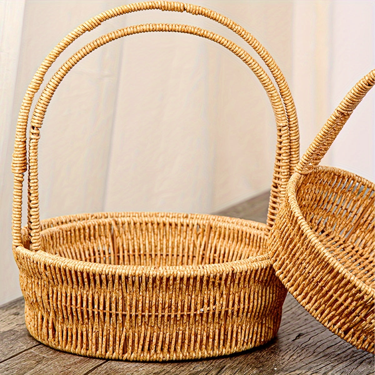 Rattan Wicker Basket | Picnic Gift Flower Fruit Foraging Decor