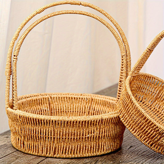 Rattan Wicker Basket | Picnic Gift Flower Fruit Foraging Decor