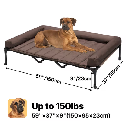 Elevated Dog Bed with Teslin Mesh Cot, Powder-Coated Steel Frame and Removable Bolster Top in Four Sizes