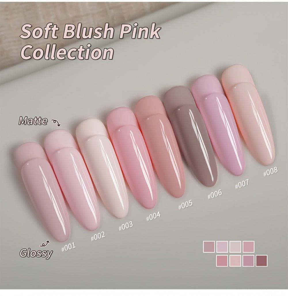 Gel Nail Polish – Set 8 Colors Semi-Permanent Soak-Off LED Cure Long-Lasting Manicure Kit - 0.51oz Each Bottle Gentle Pink Shades…