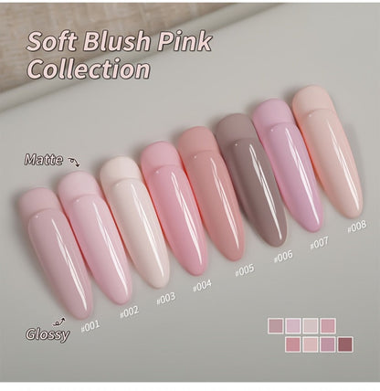 Gel Nail Polish – Set 8 Colors Semi-Permanent Soak-Off LED Cure Long-Lasting Manicure Kit - 0.51oz Each Bottle Gentle Pink Shades…