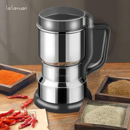Electric Coffee Grinder with Stainless Blade, Press-Button Control and Stainless Steel or Silver Finish