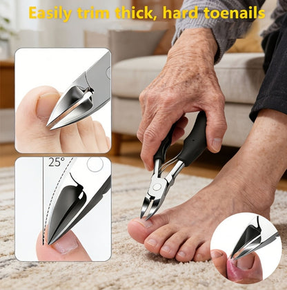 Seven-Piece Toenail Clipper Kit with Angled Nippers, Curved Blade Tool, Nail File and Lifter
