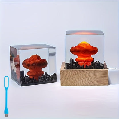 Mushroom Cloud Night Light – USB Powered LED Atomic Bomb Glow Lamp, Sci-Fi Desktop Decoration Art Piece, Unique Gift for Nuclear Enthusiasts, Bedroom Living Room Office Decor