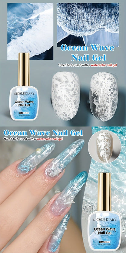 Gel Nail Polish NICOLE DIARY 2-Piece Watercolor and Ocean-Wave Set with Two 15ml Bottles for DIY Art