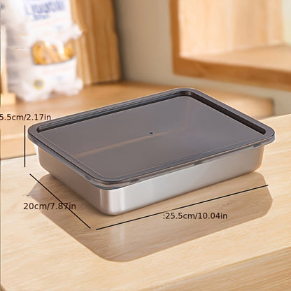 Food Storage Containers Five-Piece Square Stainless Steel Set with Flip-Top Lids and Stackable Design