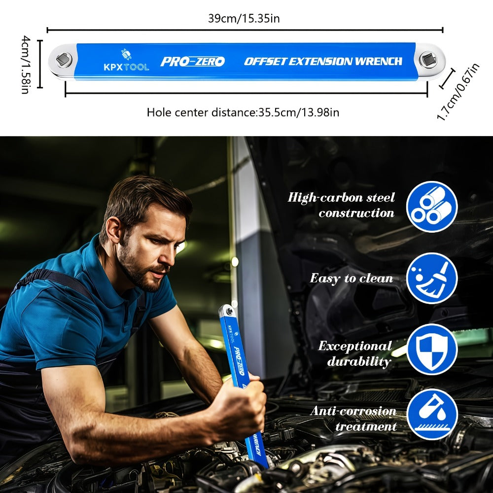Ratchet Wrench Set 2-in-1 Multi-Function Offset Extension | 1/2" 1/4" 3/8" Square Head Adapters | 180° Swivel High Torque Non-Slip Handle | Durable Metal Automotive Repair Hand Tool