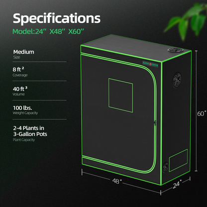 ALPHAGROW Grow Tent Greenhouse Portable 2X2/3X3/4X2/4X4 Ft High Reflective 1680D Mylar Canvas with Observation Window And Floor Tray for Hydroponic, Mushroom, Flower Indoor Plant Growing Home