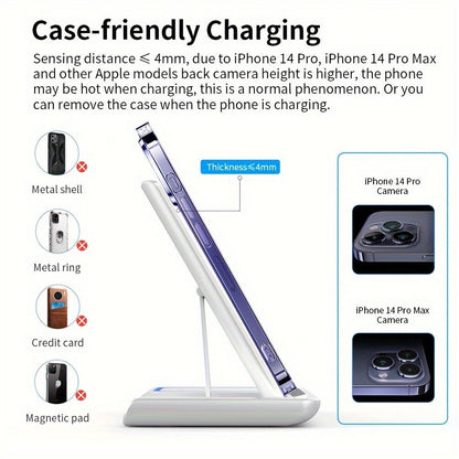 Wireless Charging Station, 3-in-1 15W MagSafe-Compatible Stand for iPhone, Apple Watch and AirPods in Three Colors