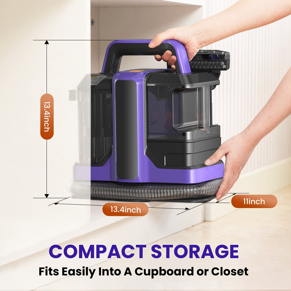 Portable Spot Cleaner for Carpet & Upholstery | Dual Brush Power Suction Stain Remover with Multifunctional Tools – Deep Cleans Sofa, Car Seats, Stairs & Pet Stains