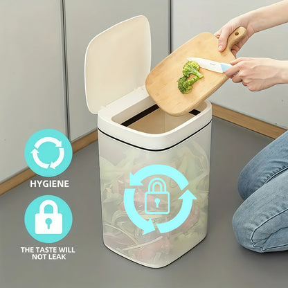 Touchless Trash Can Automatic Sensor Lid Hands-Free – Infrared Motion Detection, Battery Powered Cordless, Smart Waste Bin for Kitchen Bathroom Office Bedroom Hotel, Modern White Design 2.91 Gal & 4.49 Gal