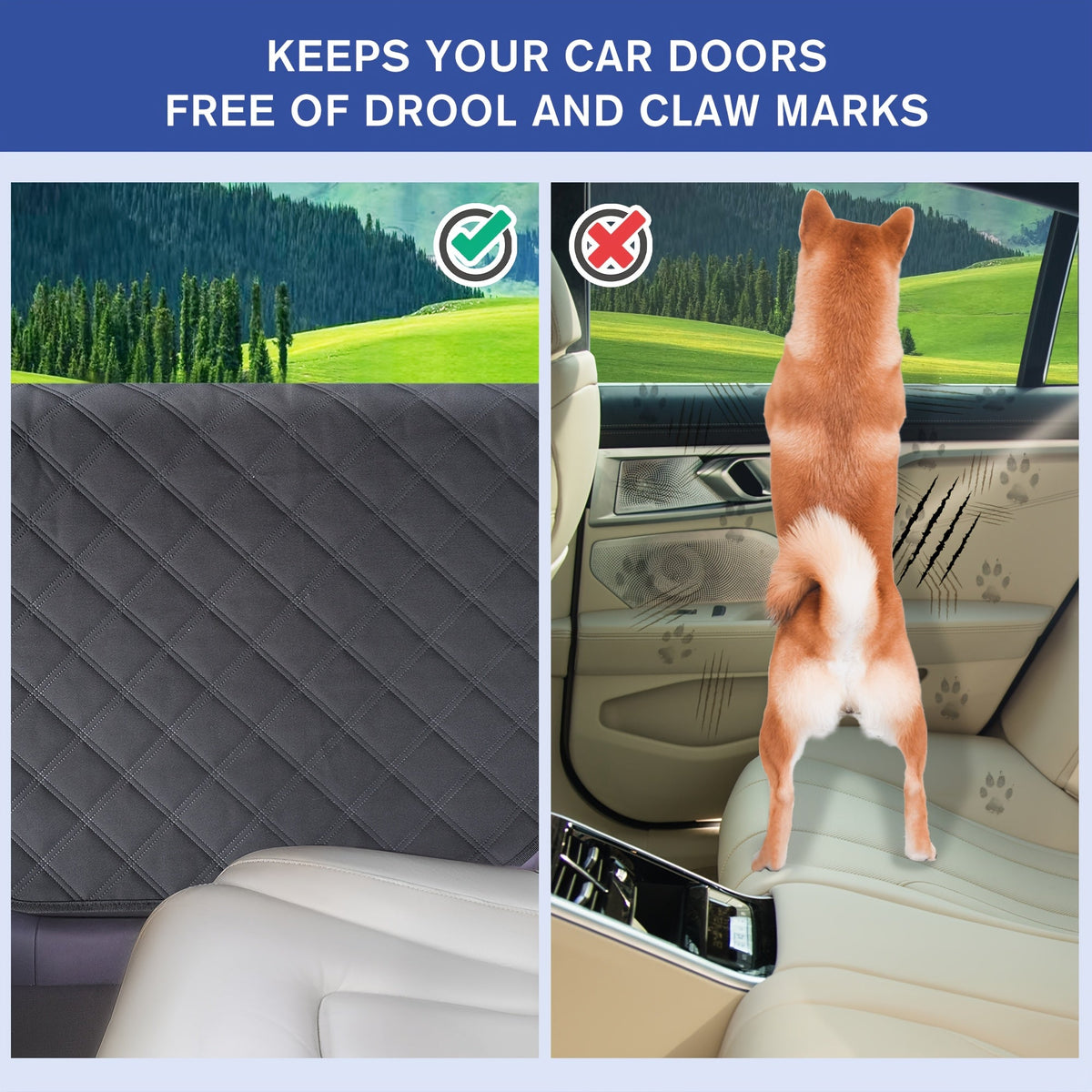 Car Door Protector for Dogs 2-Pack | Pet Scratch Guard Cover for Car Interior Door Panel, Waterproof Dirt-Resistant with Exclusive Lock Tabs & Armrest Straps, Fits All Cars Trucks SUVs, 22"x29"