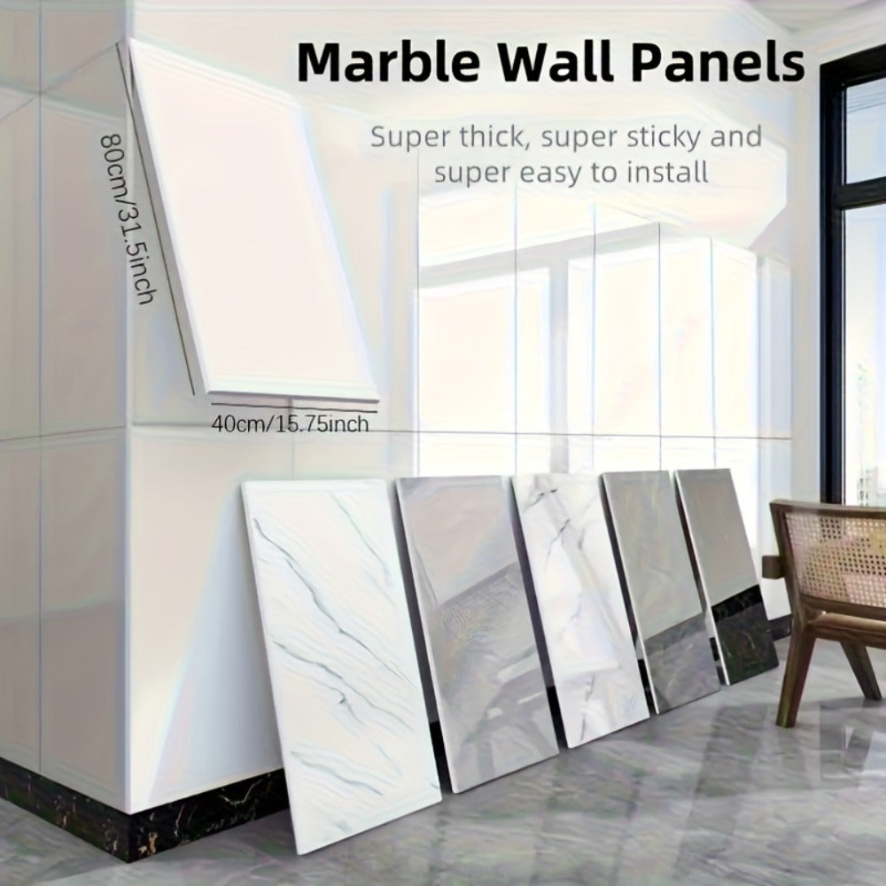 Marble-Pattern Wall Panel Set with 20- or 40-Piece Packs, Eight Codes and 11.81 x 23.6-Inch Tiles