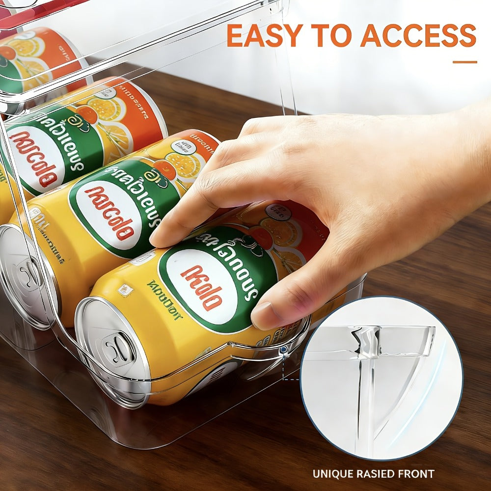Soda Can Organizer for Refrigerator Stackable | Can Holder Dispenser with Lid for Fridge, Pantry & Freezer – Holds 9 Cans Each, BPA-Free Clear Design, 1 or 2 Pack