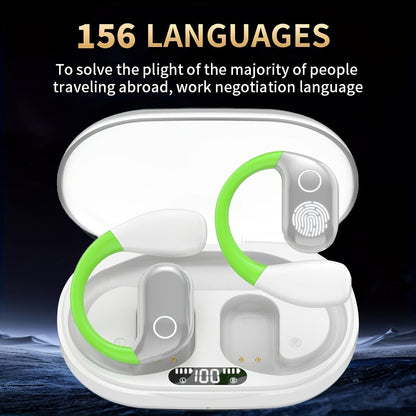 Open-Ear Translation Earphones with Charging Display Case and Black, Beige, Blue or Green Options