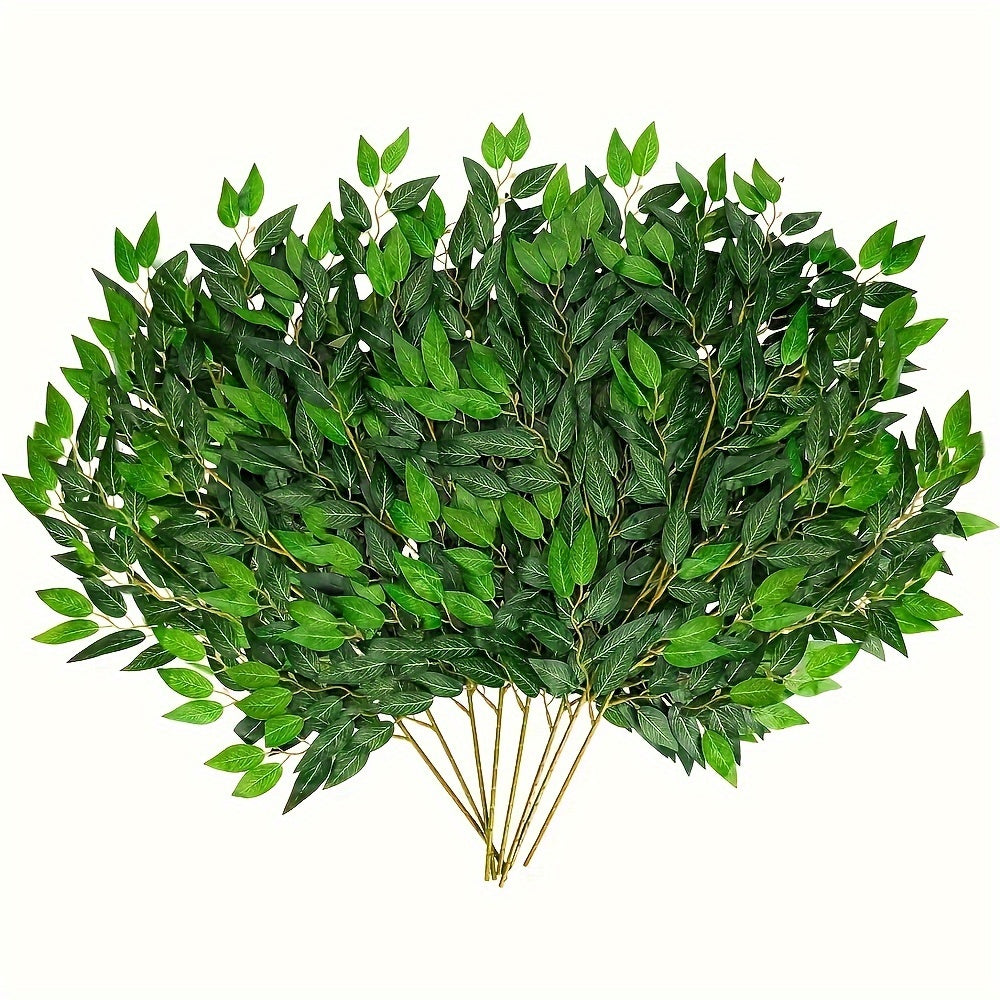 Artificial Italian Ruscus Greenery Stems, 27.6-Inch Faux Leaf Sprays in 16, 24 or 32-Piece Sets for Bouquets and Indoor Decor