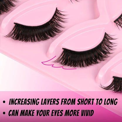 Wispy Cat Eye False Eyelashes 30 Pairs Long Voluminous Reusable Strip Lashes with Flexible Clear Band – Dramatic Eye Makeup for Parties, Date Night & Everyday Wear