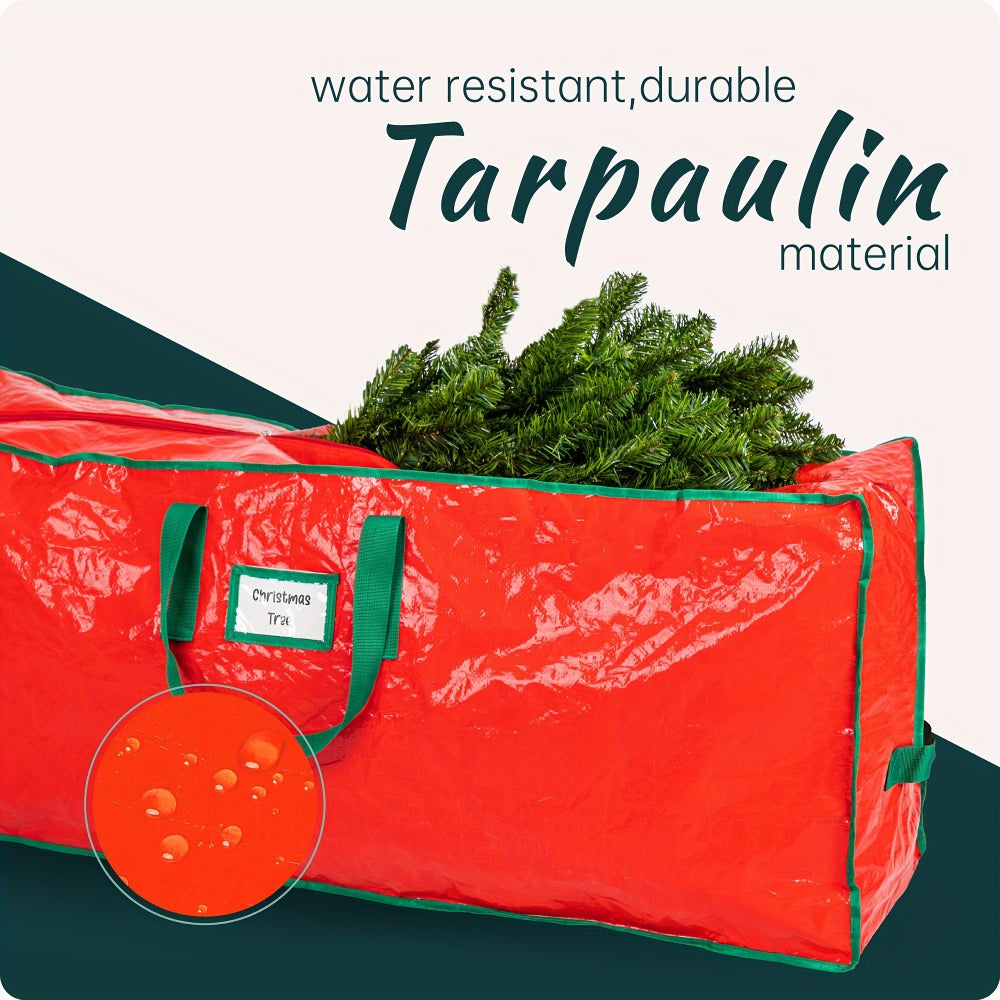 7.5-Foot Christmas Tree Storage Bag with Dual Zippers, Reinforced Carry Handles and Red Tarp-Like Cover