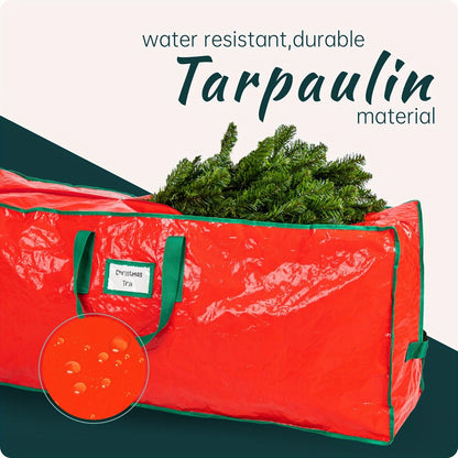 7.5-Foot Christmas Tree Storage Bag with Dual Zippers, Reinforced Carry Handles and Red Tarp-Like Cover
