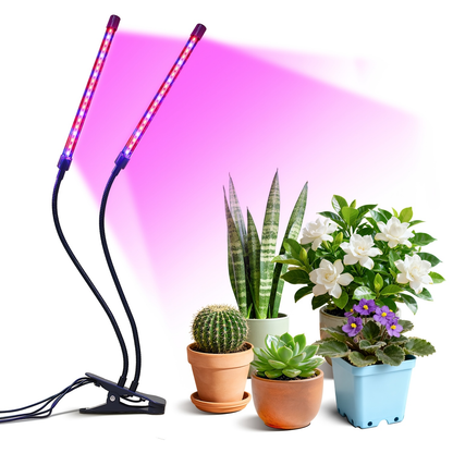 Clip-On Grow Light Strip 3/4/5 Tubes Red Blue Full Spectrum | 5-Level Brightness 3/9/12H Timer Clamp Type | Indoor Plants Desk Shelf Seedling