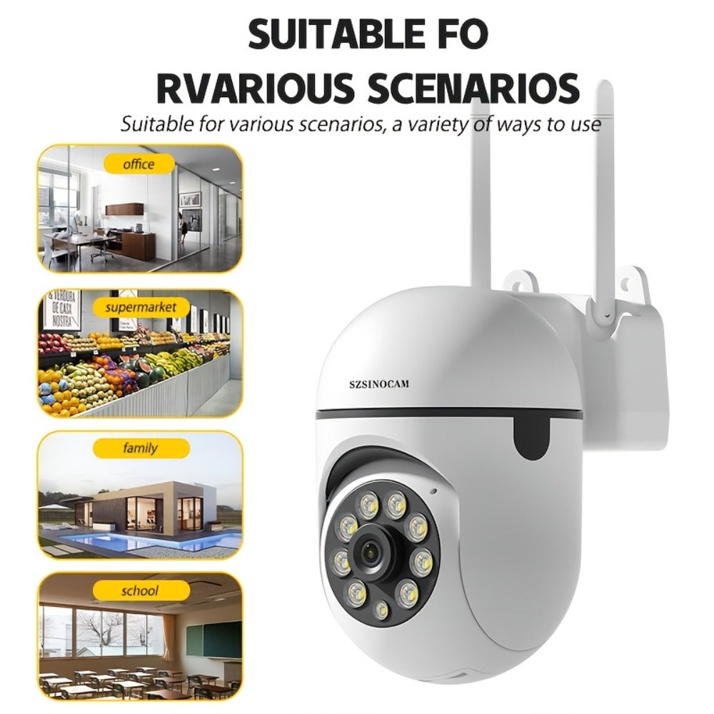 Security Camera 1080P PTZ Model with 360 Pan-Tilt, Color Night Vision, Two-Way Audio, Spotlight and TF Storage