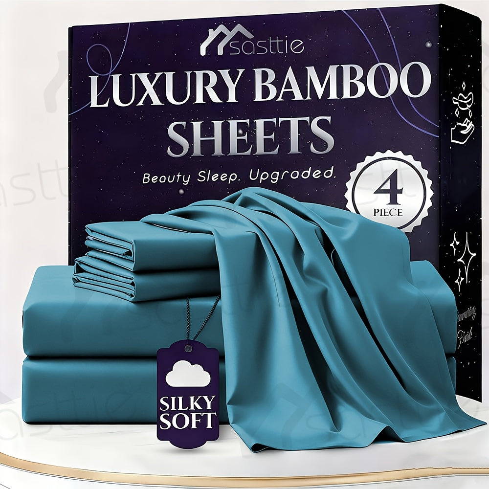 Four-Piece Sheet Set with Flat Sheet, Fitted Sheet, Two Pillowcases and 48 Exact Color-Size Options