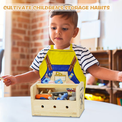 39-Piece Wooden Pretend Tool Set with Vest, Toolbox, Instruction Sheet and Six Example Builds