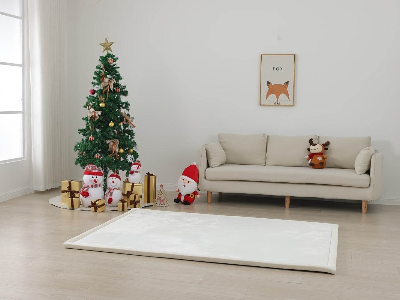 Padded Tatami-Style Area Rug in Six Solid Colors with 50-Inch Square to 79 x 118-Inch Sizes