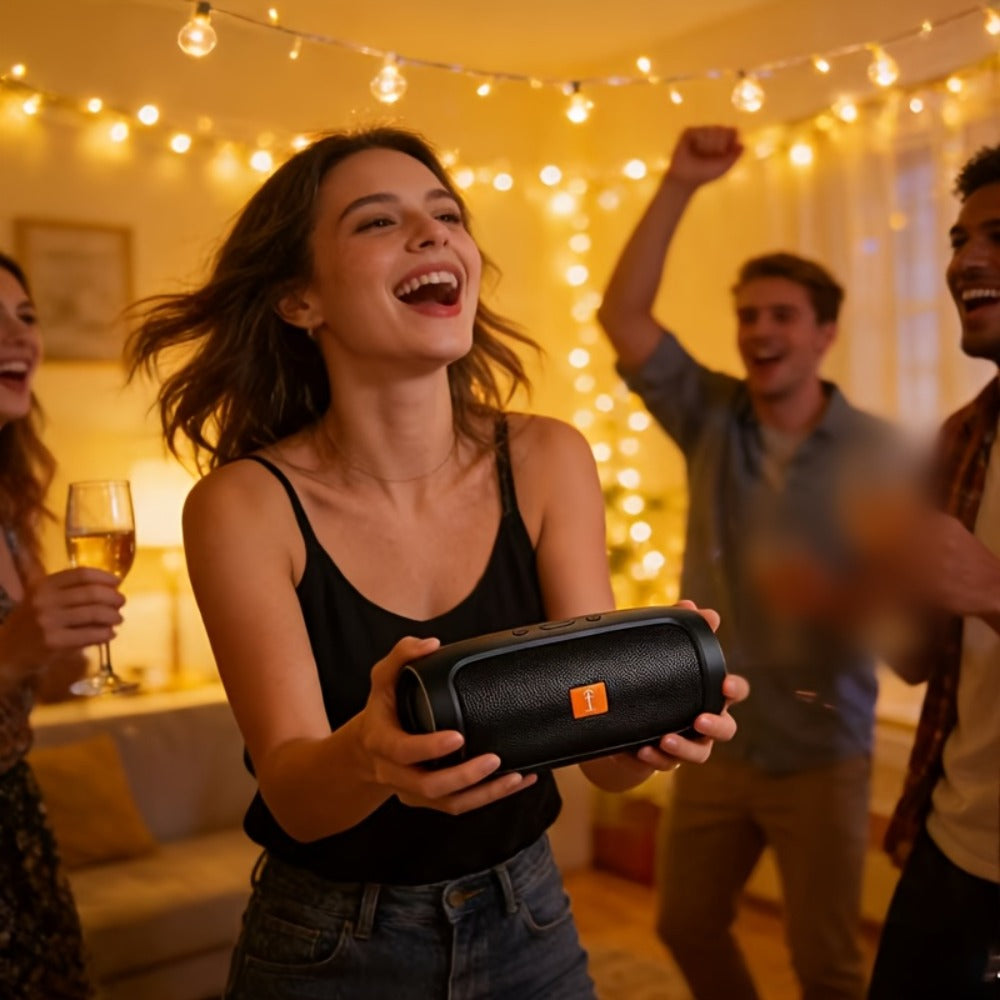 Portable Bluetooth Speaker with RGB Lights & Subwoofer – 5.2 Panoramic Surround Sound, Dual Speakers, Small Stereo Wireless Speaker for Home, Desktop, Holiday Gift for Men & Women