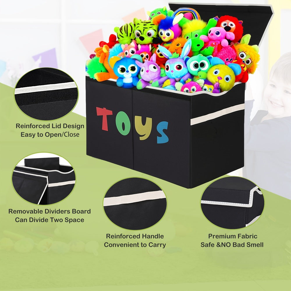 Extra Large Collapsible Kids Storage Chest with Lid – 31.7 Gal Toy Box Organizer Bins for Boys Girls Bedroom Nursery Living Room