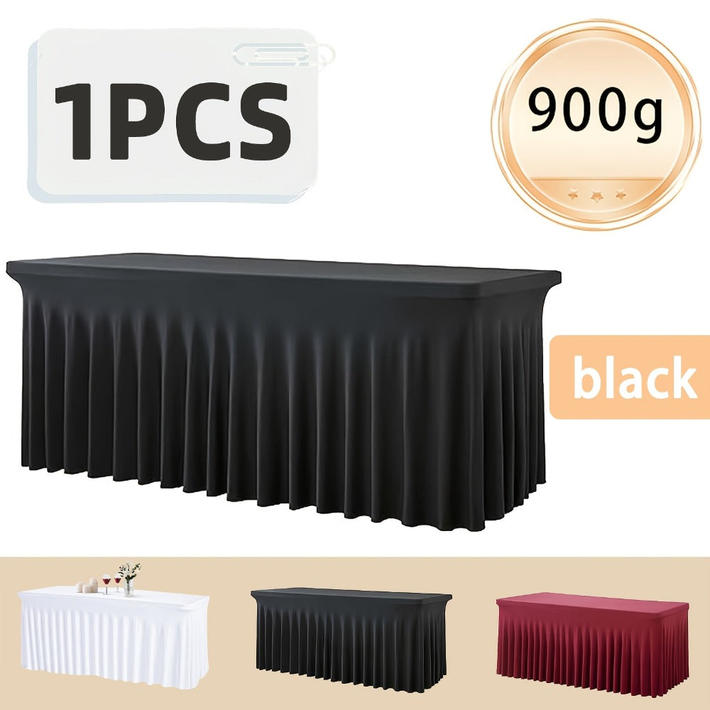 Tablecloth with Skirt for Rectangular Tables, Anti-Wrinkle Table Cover in Black, White & Red, Elegant Table Skirt for Wedding