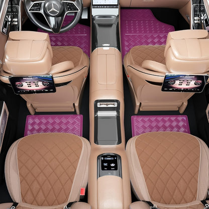 All-Weather Car Floor Mats Full Set, Metallic Chrome Non-Slip Heavy-Duty Universal Fit Floor Liners for Cars SUVs Trucks, Front & Rear Shiny Automotive Carpet Protection in 6 Colors