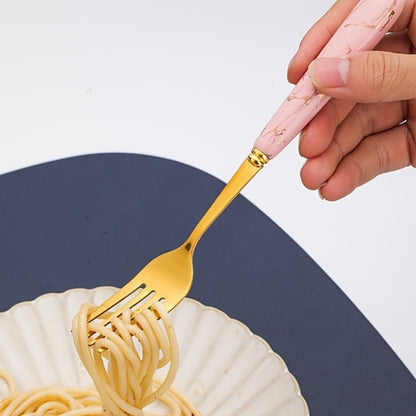 Marble Pattern Cutlery Set 24pcs - Dinner Forks Soup Spoons Teaspoons for Home Hotel Restaurant