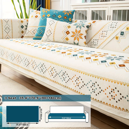 Sofa Cover Bohemian Geometric Panels for 1 to 4 Seats, Armrest or Backrest in Five Color Options