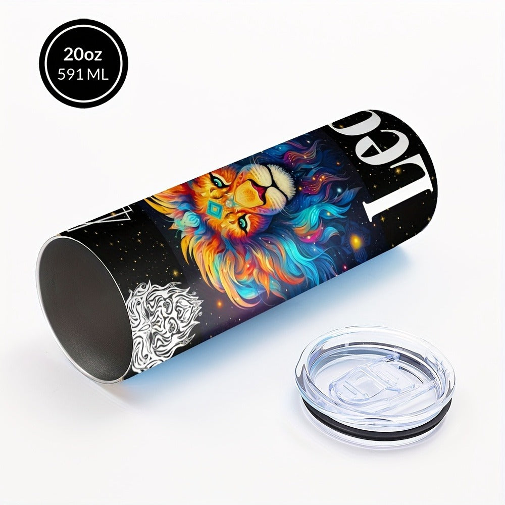 Zodiac Tumbler 20oz Stainless Steel Insulated Travel Cup with Lid & Straw Horoscope Coffee Mug All 12 Signs Hot Cold Drinks Gift Birthday Halloween Christmas