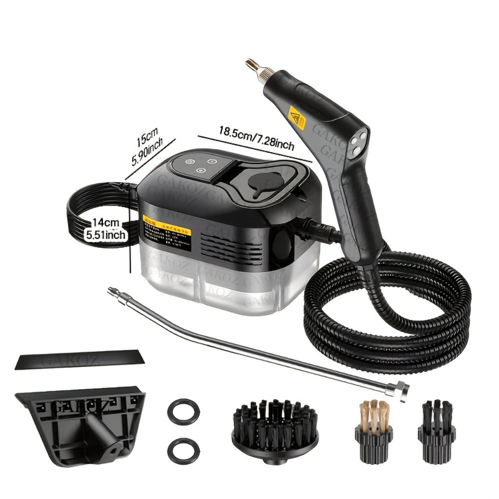 Steam Cleaner by GAKOZ, Canister Kit with Handheld Wand, Flexible Hose, Brush Heads and Glass Scraper Options