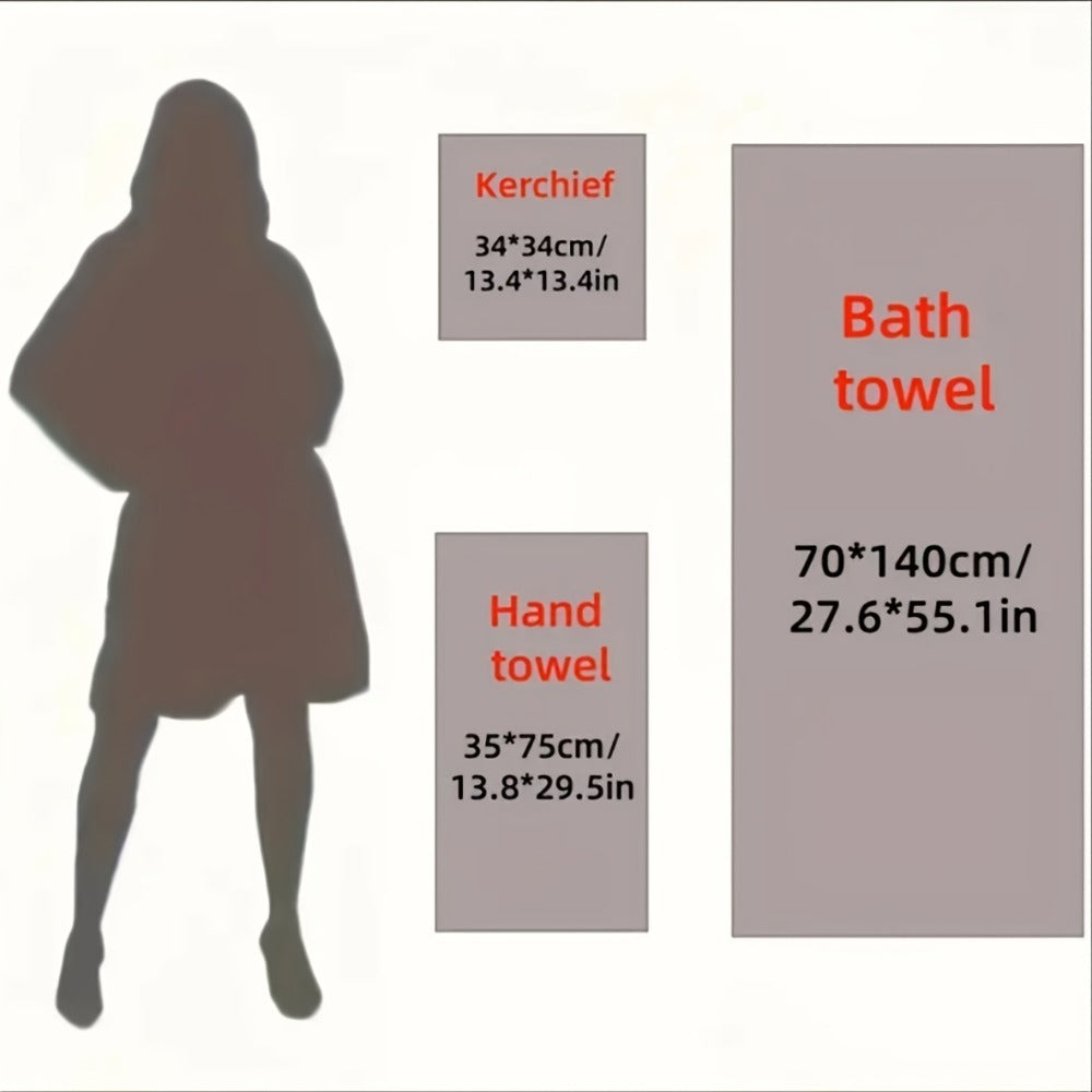 5-Piece 100% Cotton Towel Set – 1 Bath Towel, 2 Hand Towels & 2 Washcloths | Ultra-Soft, Highly Absorbent, Exquisite Pattern Design for Home Bathroom
