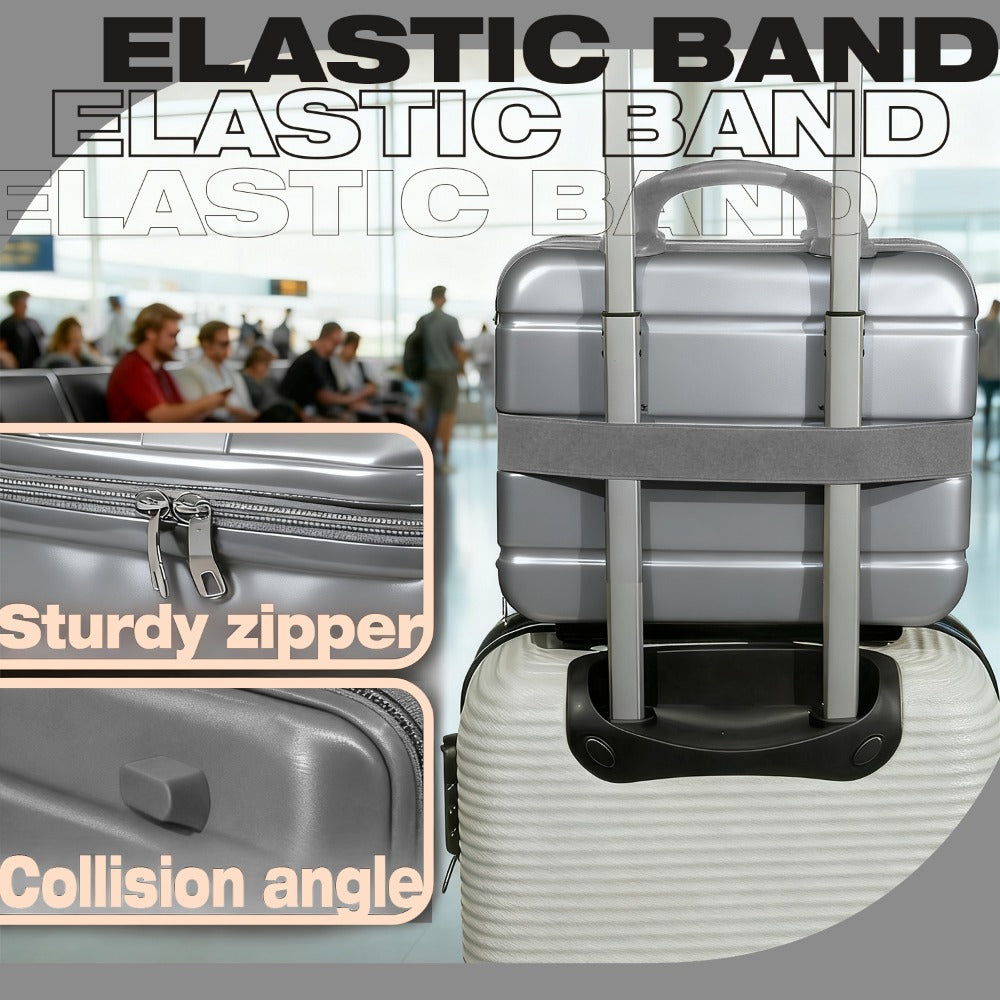 Hard Shell Makeup Travel Case Waterproof Pressure-Proof Portable Cosmetic Suitcase with Elastic Band Luggage Attachment Carry-On Organizer for Women Travel Camping Gym 30x25x15cm