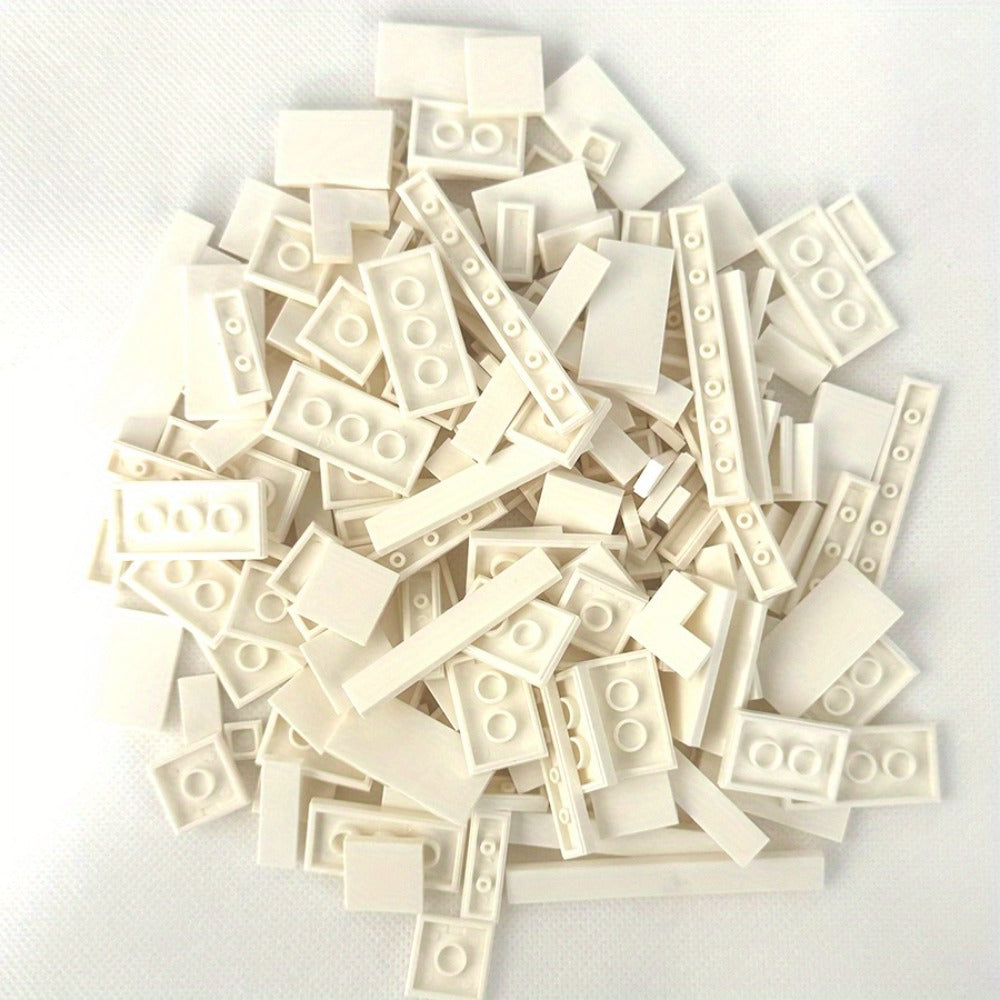 Flat Tile Building Block Refill Set with 150 Pieces in 1x1, 1x2 and 1x6 Sizes, Six Color Options