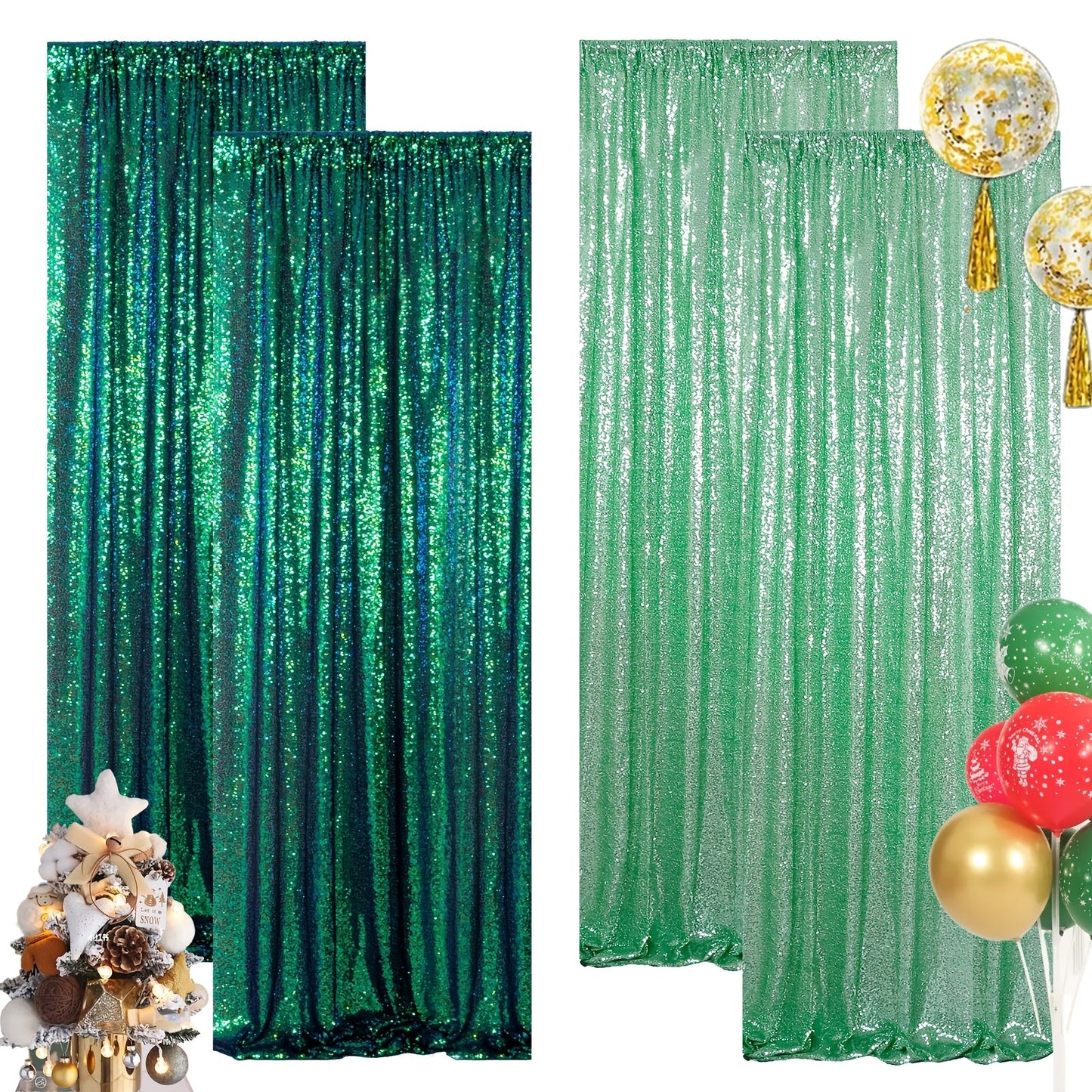 Sequin Backdrop Curtain for Party Wedding - 4x8ft Shimmering Glitter Curtain for Birthday Photo Booth Stage Decoration, Easy Hang, Multi-Color