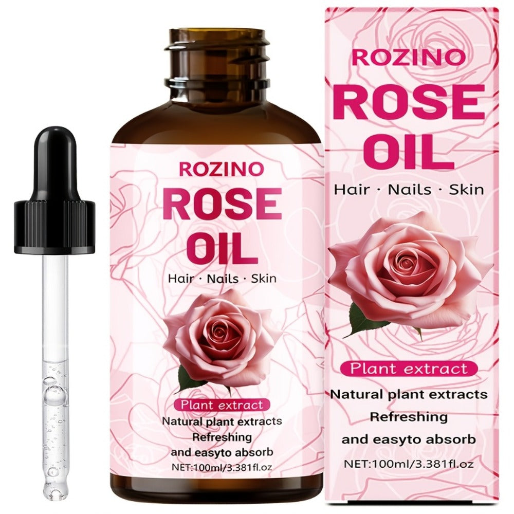 Essential Oil Rose 100ml or 3-Bottle Value Pack with Dropper for Massage, Shower and External Care