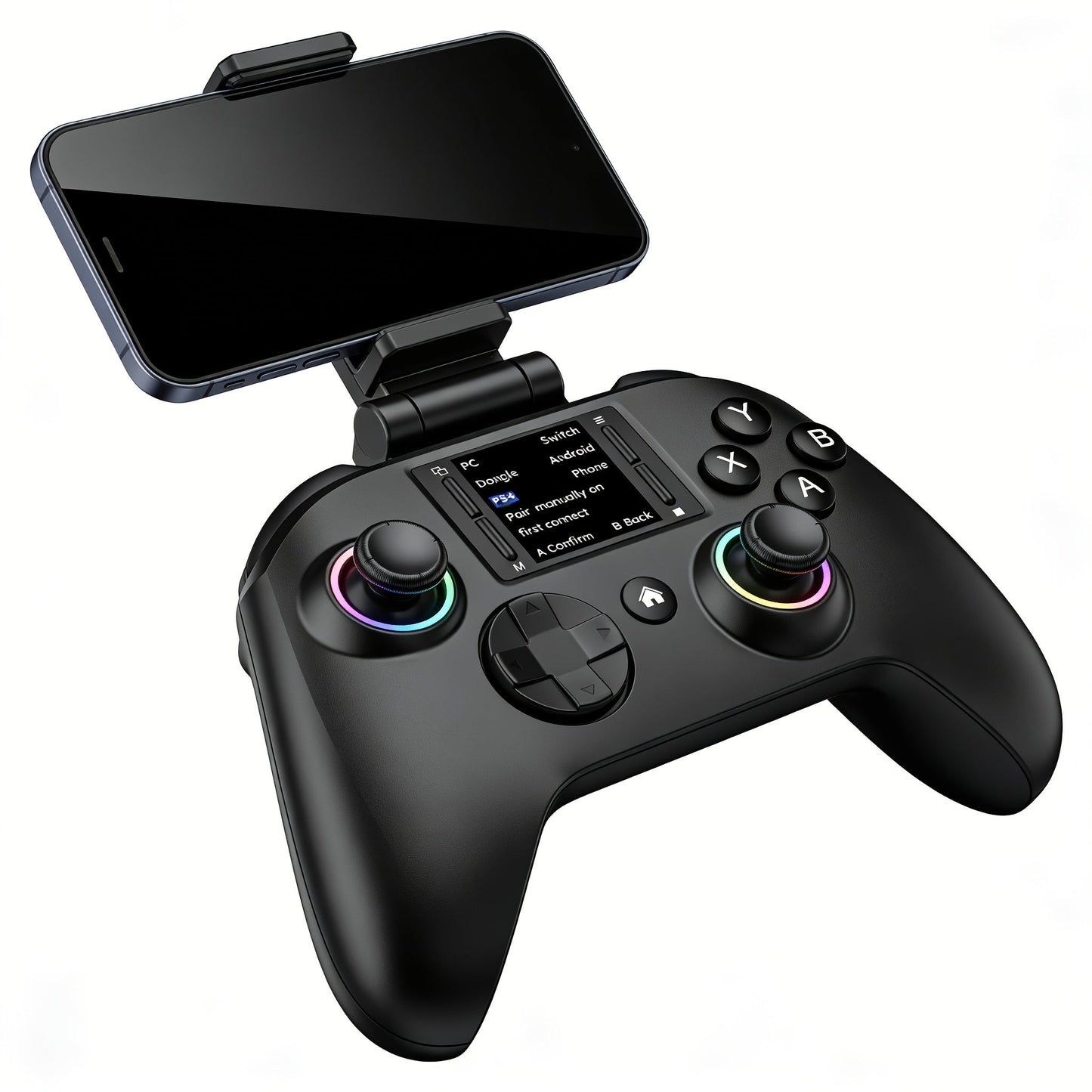 Wireless Gaming Controller Touchscreen PC PS4 Switch Android iOS - 4 Programmable Buttons Rapid Fire 6-Axis Gyroscope Dual Vibration RGB Lighting Bluetooth Gamepad for All Platforms