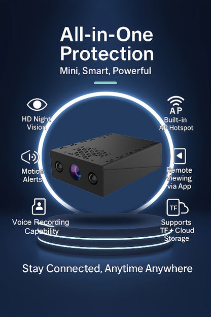 Mini Security Camera No WiFi No Internet Needed, Full HD 1080P Wireless Indoor Camera Built-In AP Hotspot