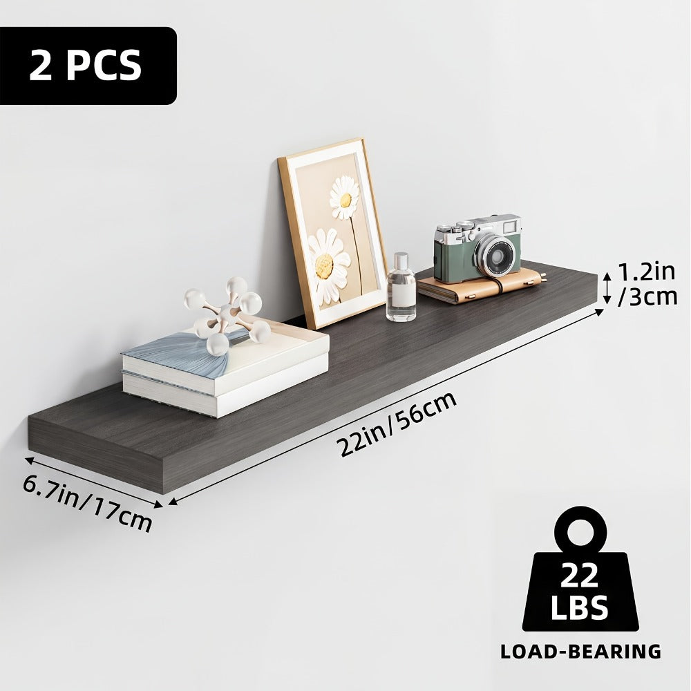 Floating Wall Shelf Set with Concealed-Style Brackets, Multiple Finishes and 4- or 6-Piece Options