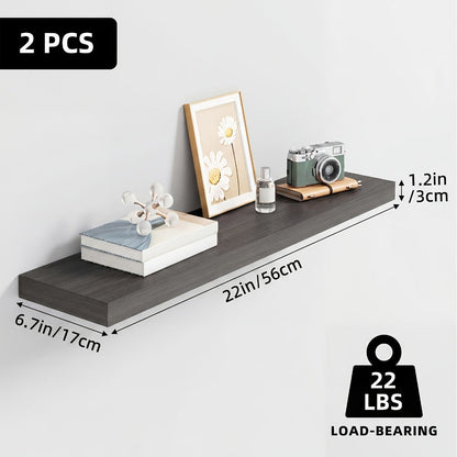 Floating Wall Shelf Set with Concealed-Style Brackets, Multiple Finishes and 4- or 6-Piece Options