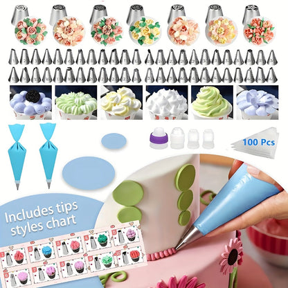 Piping Bags and Tips Set 492pcs Complete Cake Decorating Kit with Turntable Frosting Spatula Chocolate Mold Baking Tools for Beginners Professionals