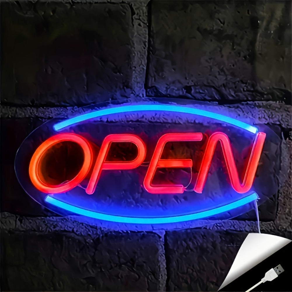 USB-Powered Open Neon-Style Wall Sign Measuring 13.78 x 6.38 Inches with Hanging Chain for Bar or Shop