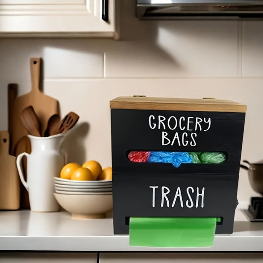 Garbage Bag Dispenser Kitchen Organizer Wall-Mount or Under-Sink Rack in Single or Dual Compartments