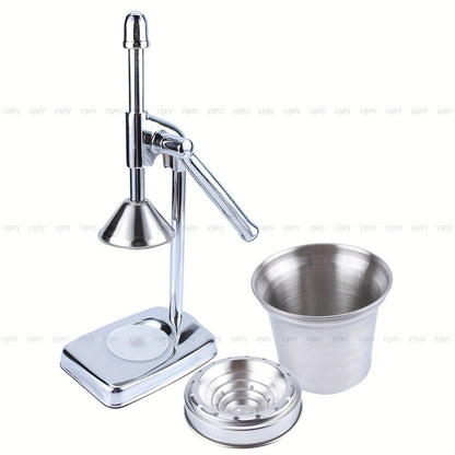 Manual Citrus Juicer Stainless Steel Lemon Squeezer with Lever Press, Heavy Duty Hand Press Orange Juicer Extractor with Non-Slip Base & Fine Strainer for Fresh Juice Kitchen Countertop